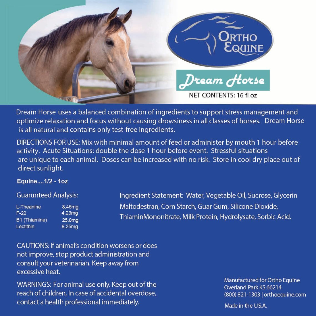 Dream Horse Calming Paste for Horses, Stress & Focus, 16oz