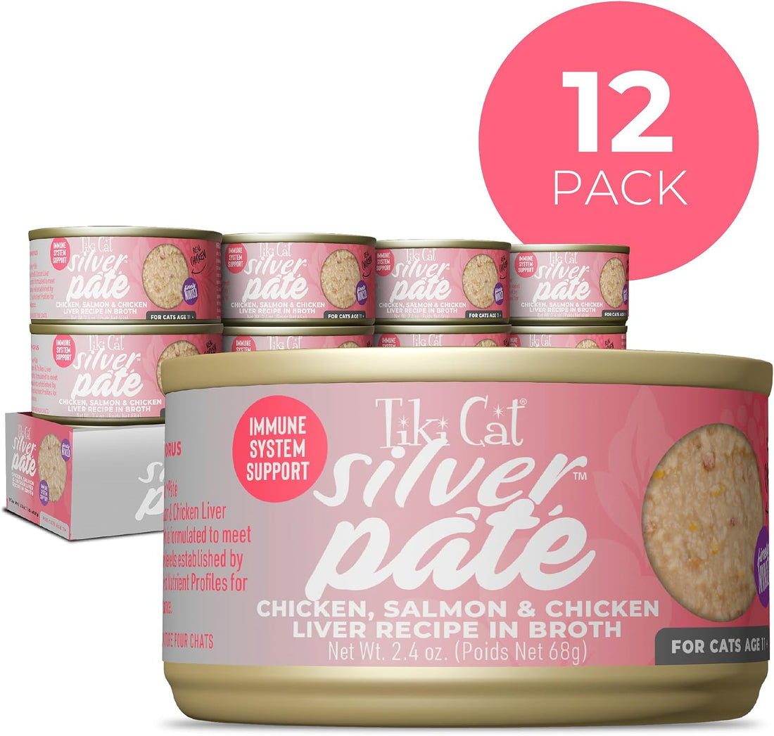 Tiki Cat Silver Paté Wet Cat Food, Chicken, Salmon & Liver, 2.4oz