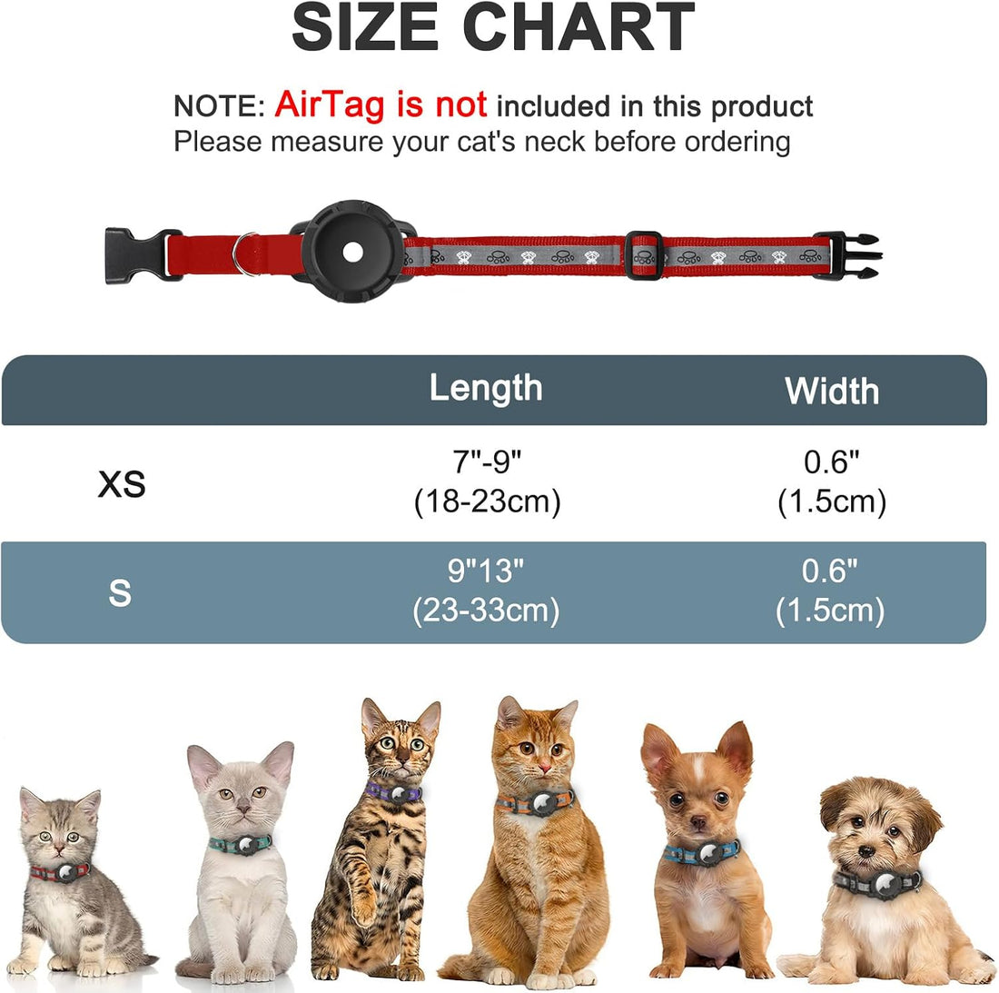 Reflective AirTag Cat Collar