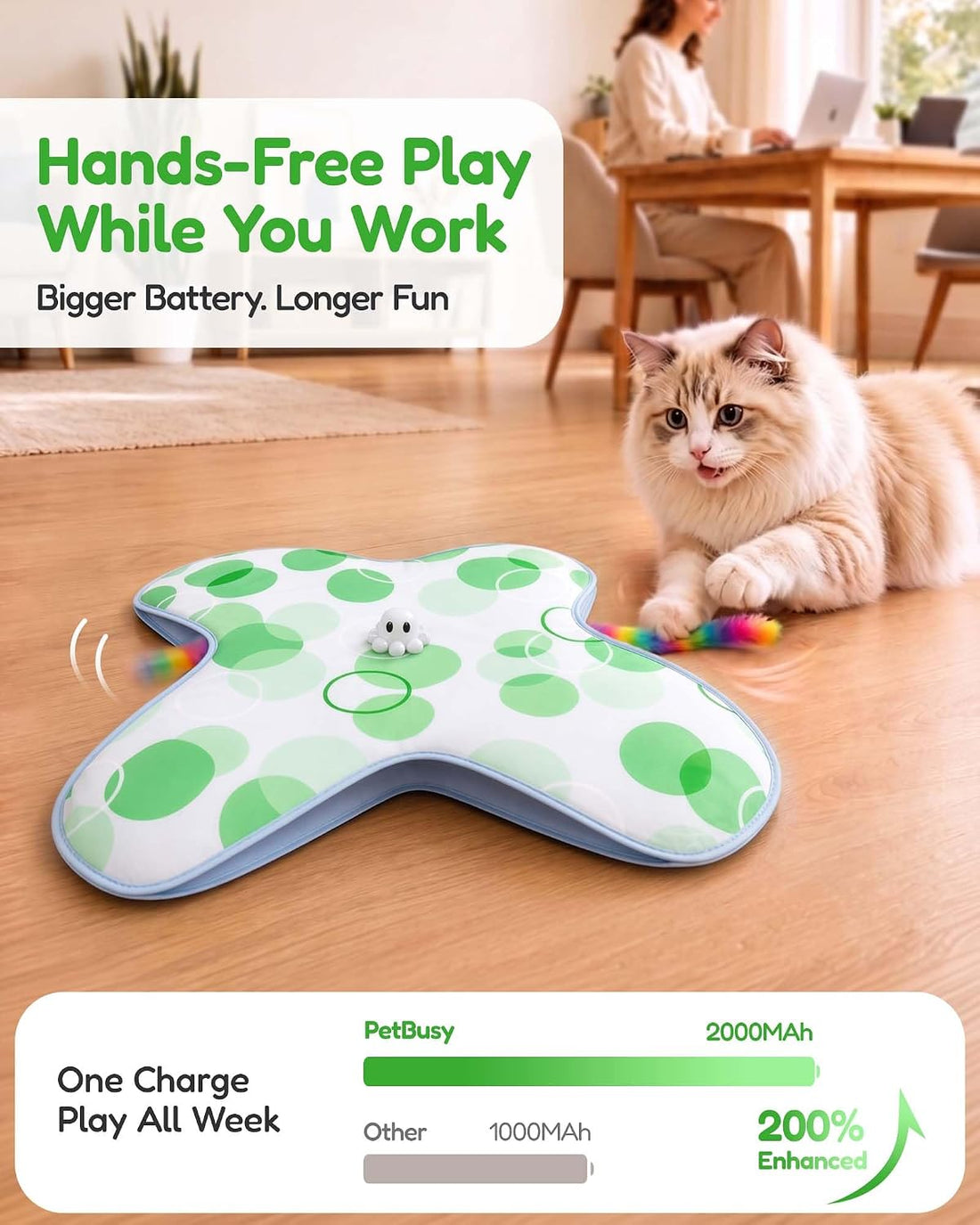 PetBusy Smart Interactive Cat Toys for Indoor Cats Chasing