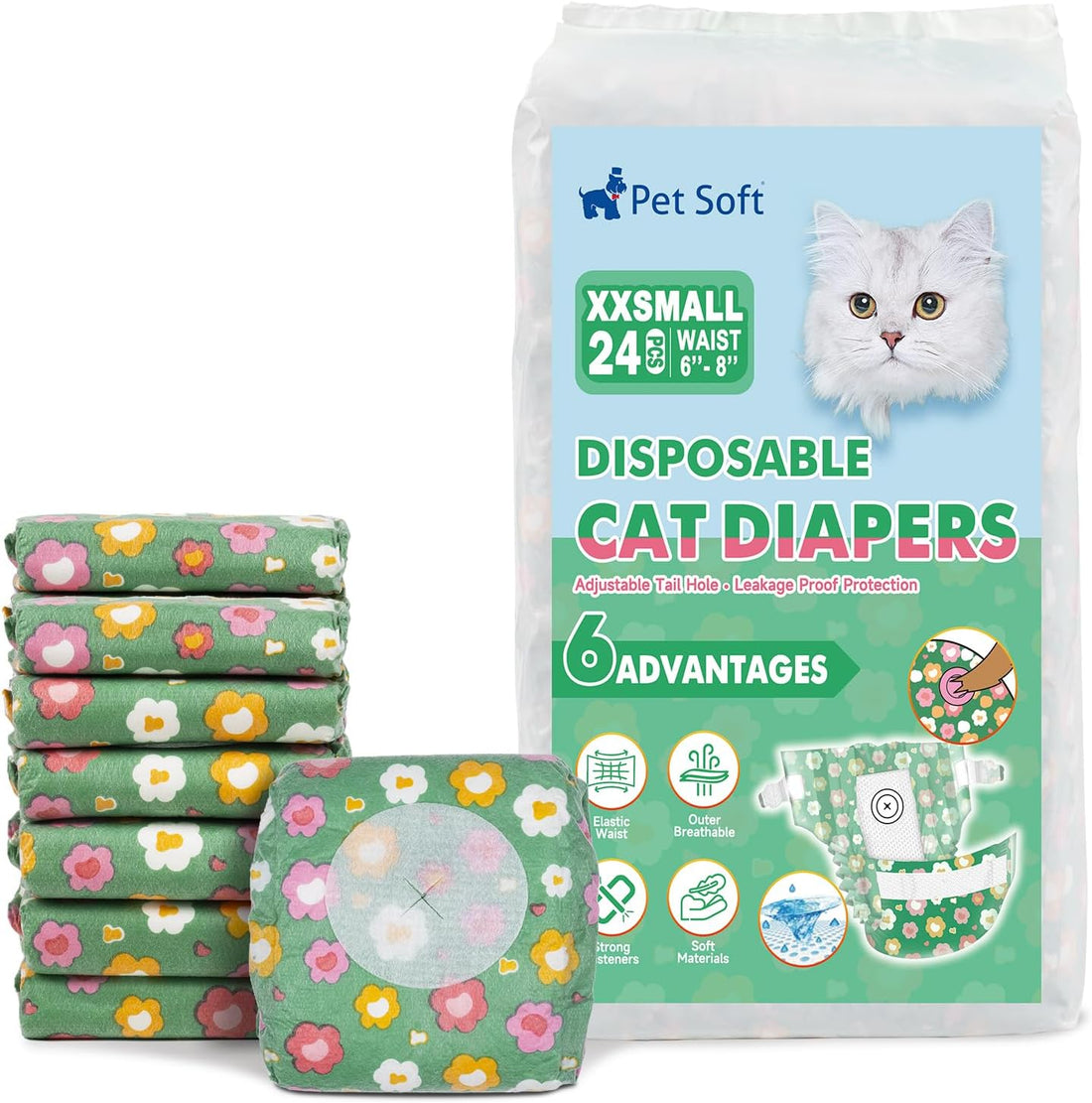 Pet Soft Disposable Cat Diapers - Diaper for Female & Male Cats
