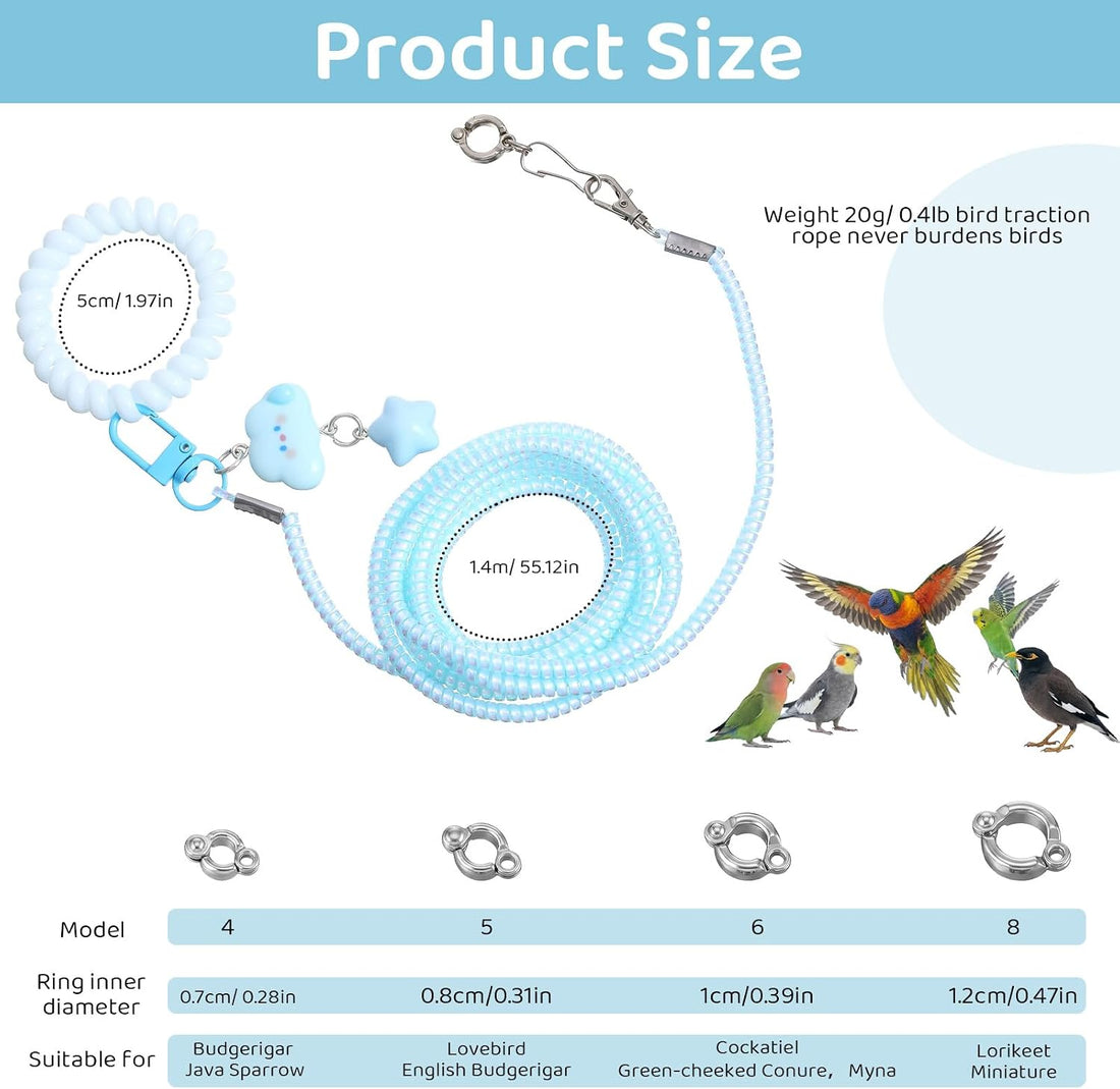 Parrot Flying Leash, Elastic Bird Harness with Foot Rings