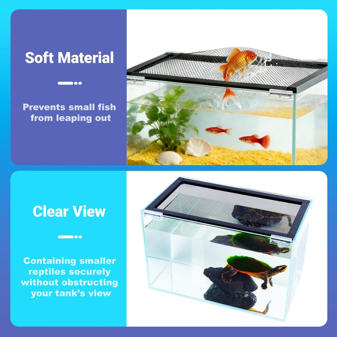 Easy Install DIY Fish Tank Lid, Adjustable Mesh Aquarium Lid