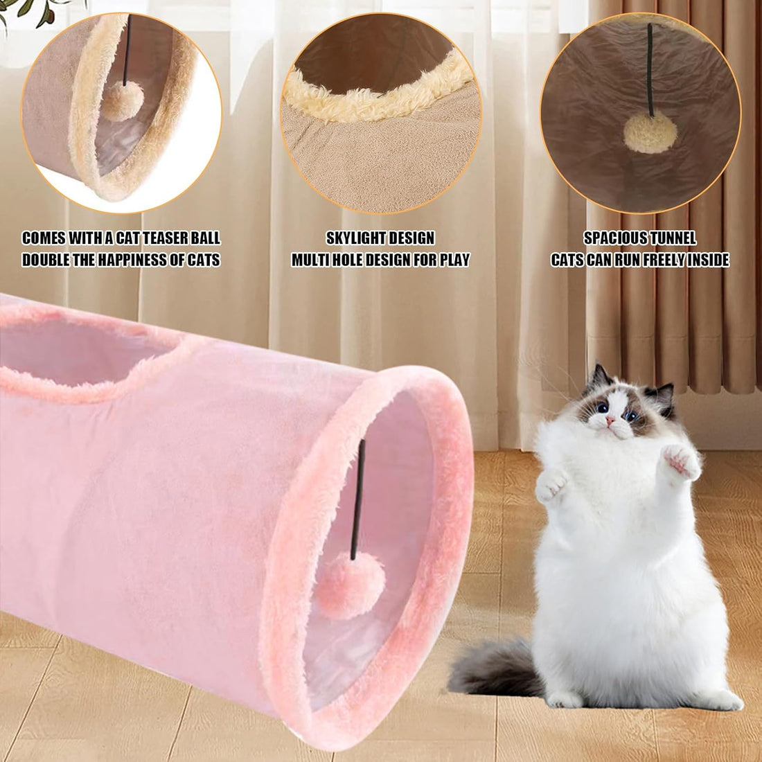 Cat Tunnel,Indoor Cat Play Tube Toys with Play Ball,Durable