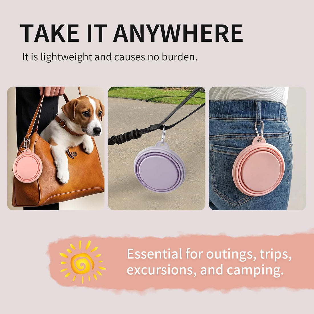 Collapsible Dog Bowls 2-Pack, Portable Travel Dog Bowl with Carabiner