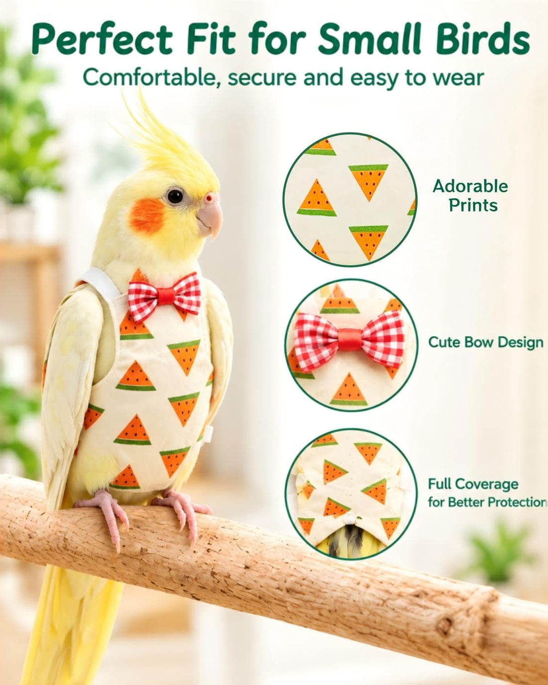 8Pcs Bird Diaper Set, Cockatiel Diaper & Parakeet Diaper