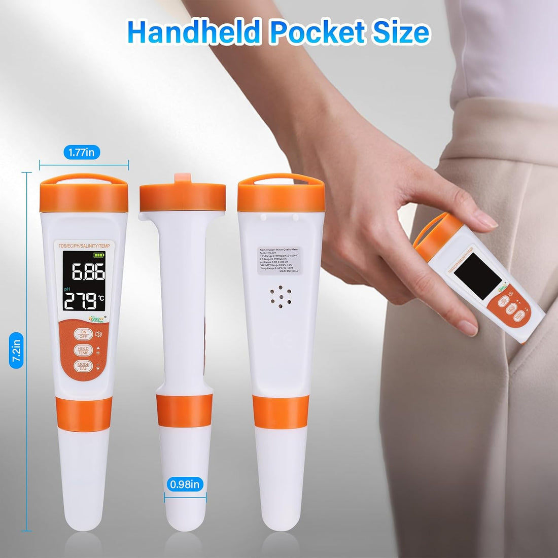 hygger Pool Salt Tester & PH Meter, 5-in-1 Digital Pool Water Tester