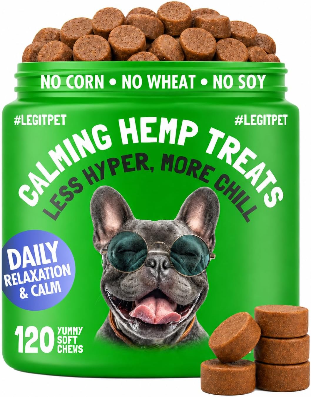 Calming Hemp Treats for Dogs Made in USA Organic Hemp Natural