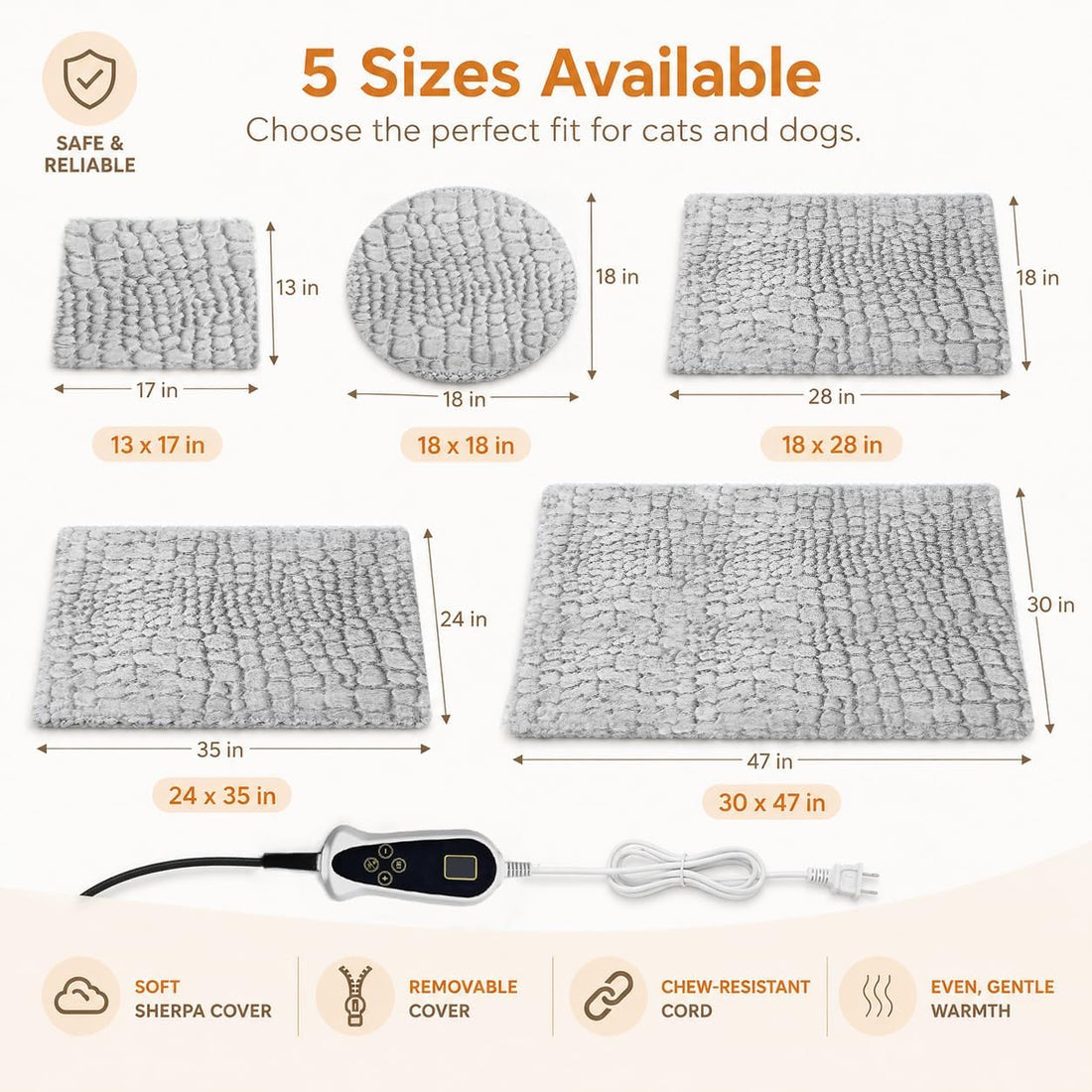 Heated Bed for Small Animals Pet Heating Pad with Intelligent