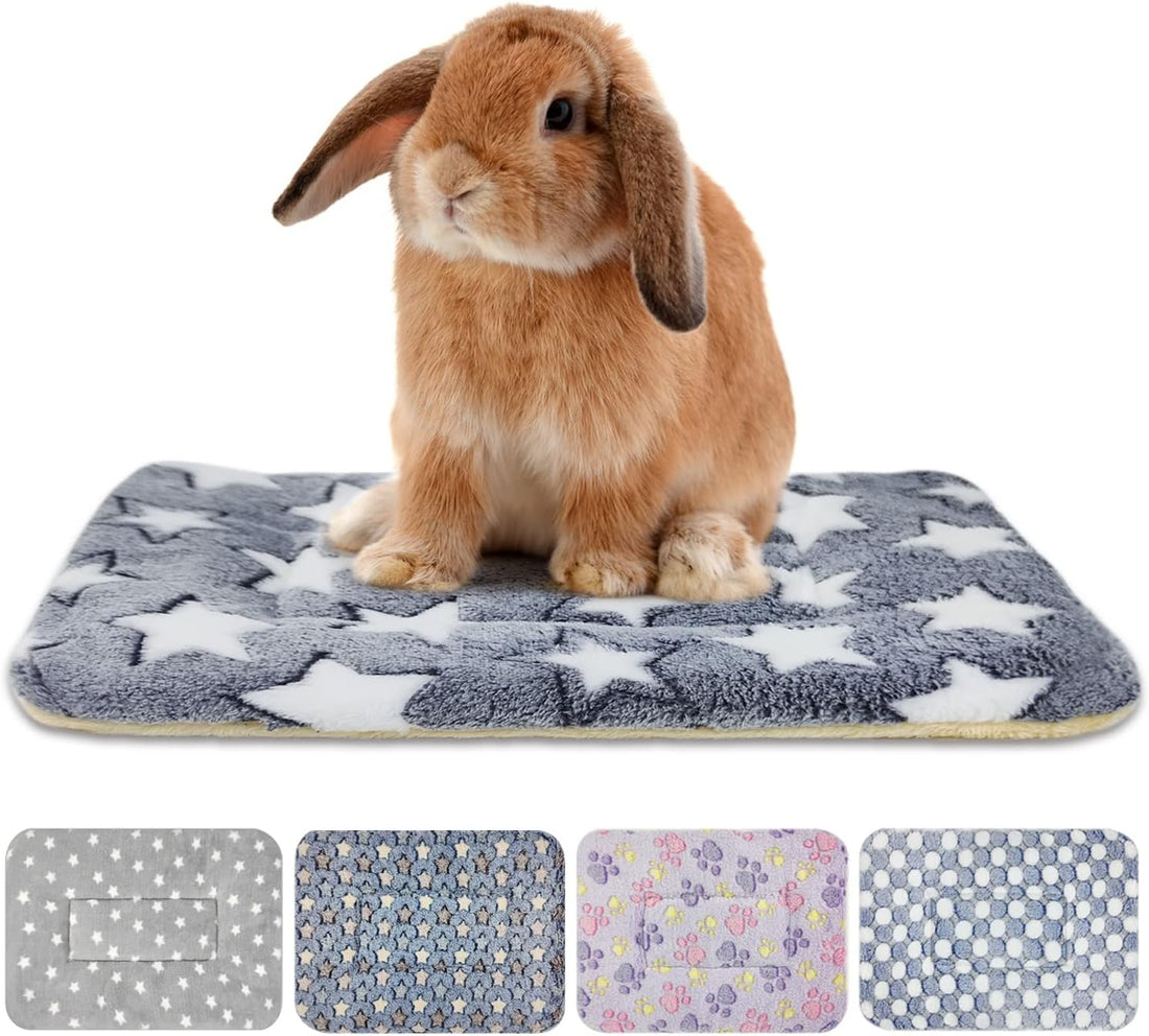 3PCS Rabbit Bed, Soft Bunny Bedding, Fleece Guinea Pig Blanket