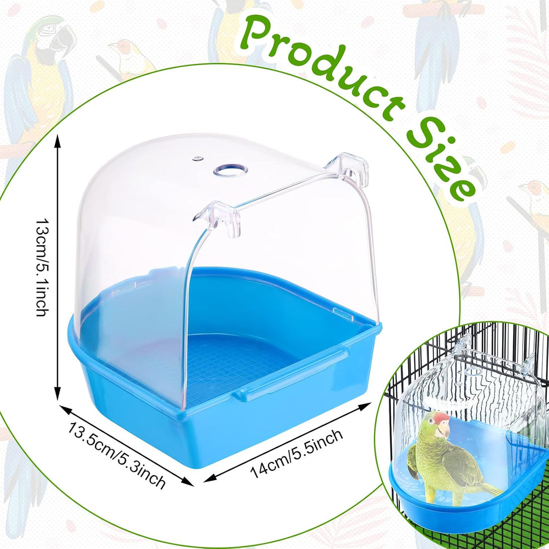 Honeydak 3 Pieces Clear Bird Bath for Cage Parakeet Bird Cage