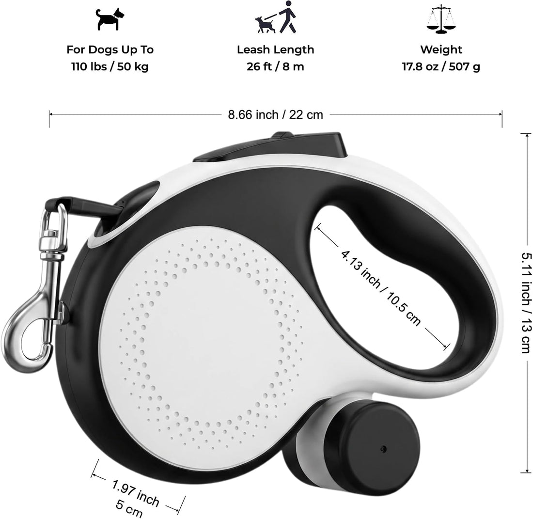 Retractable Dog Leash, White