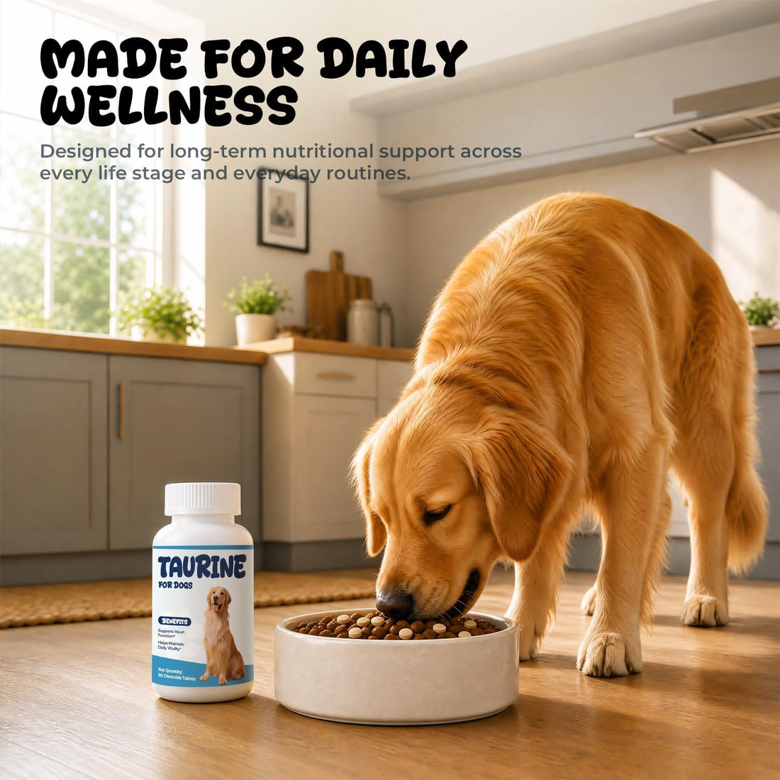 Taurine for Dogs, Heart Function & Energy Support, L-Carnitine Tablets