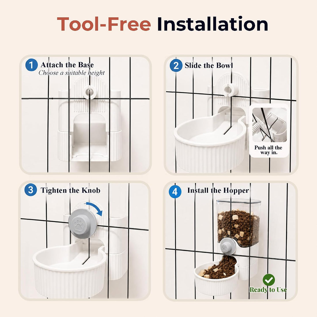 41 oz Hanging Gravity Feeder for Small Animal Cages Rabbit & Guinea