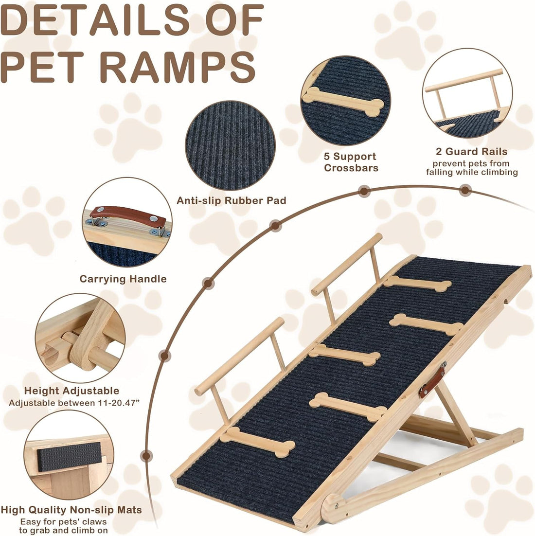 Dog Ramp for Bed, Ramp for Dogs to Get on Bed