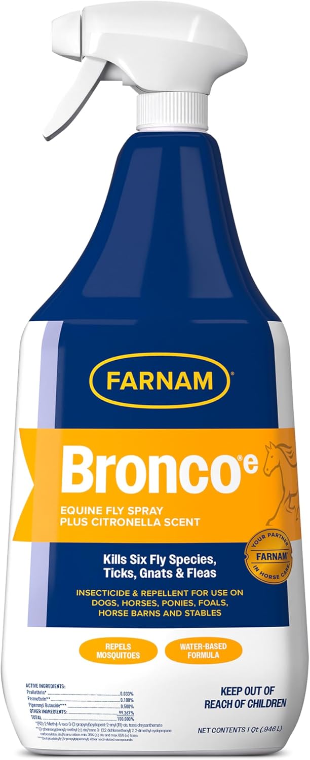 Farnam Bronco E Fly Spray for Horses, Dogs & Premises 128 oz Refill