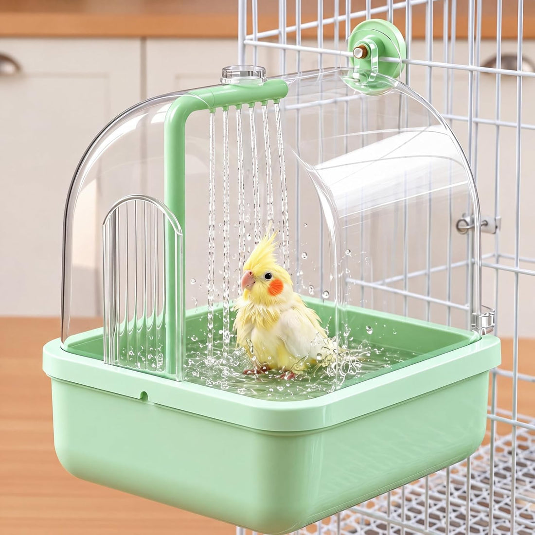 Maxdot Automatic Bird Bath for Cage Electric Bird Shower with Pump