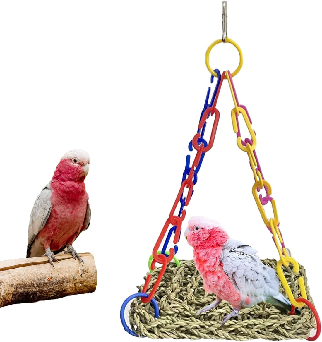 MUYG Bird Seagrass Mat,Natural Sea-Weed Woven Parrot Hammock Swing