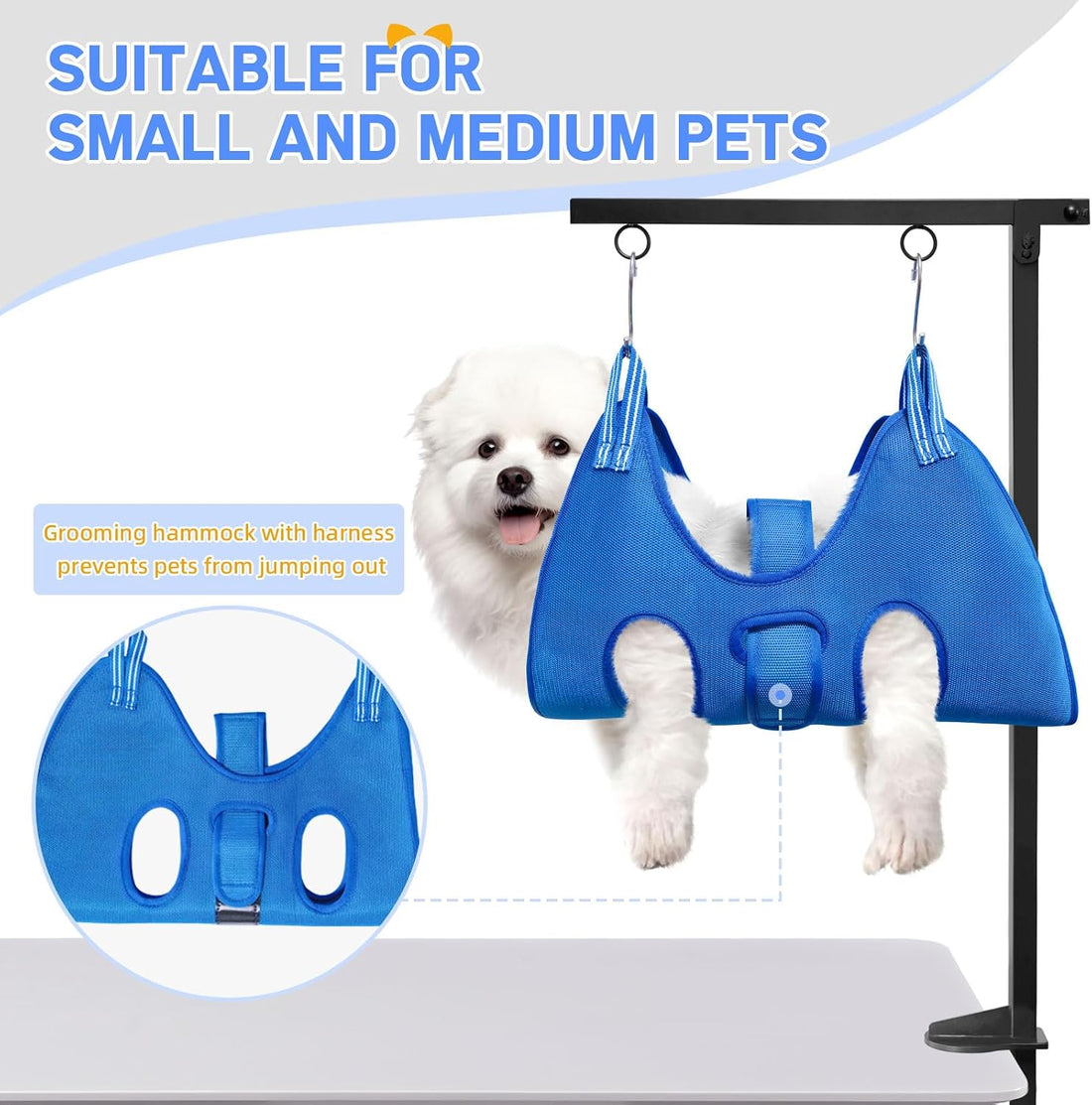 Dog Grooming Arm for Table,with Hammock & Haunch Holder for small dogs