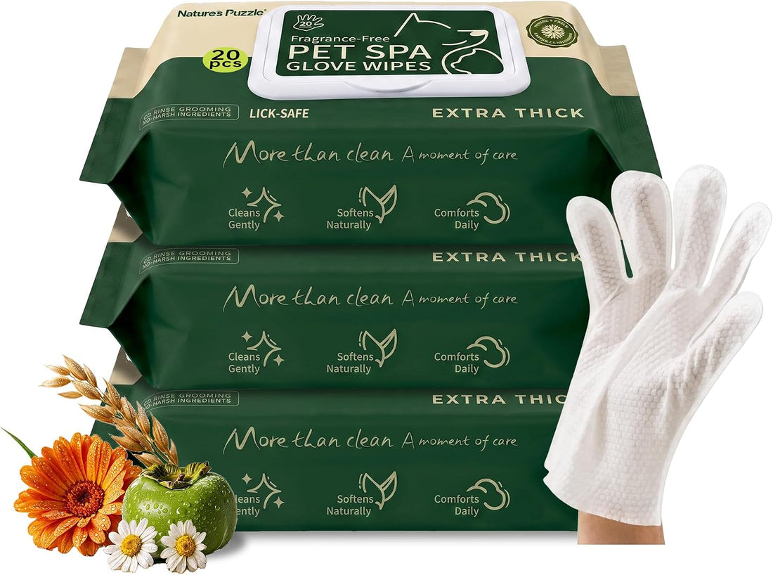 Hypoallergenic Dog & Cat Bathing Glove Wipes, 10 ct