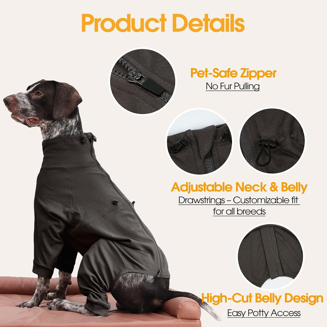 Recovery Suit for Large Dogs, Adjustable Dog Onesie