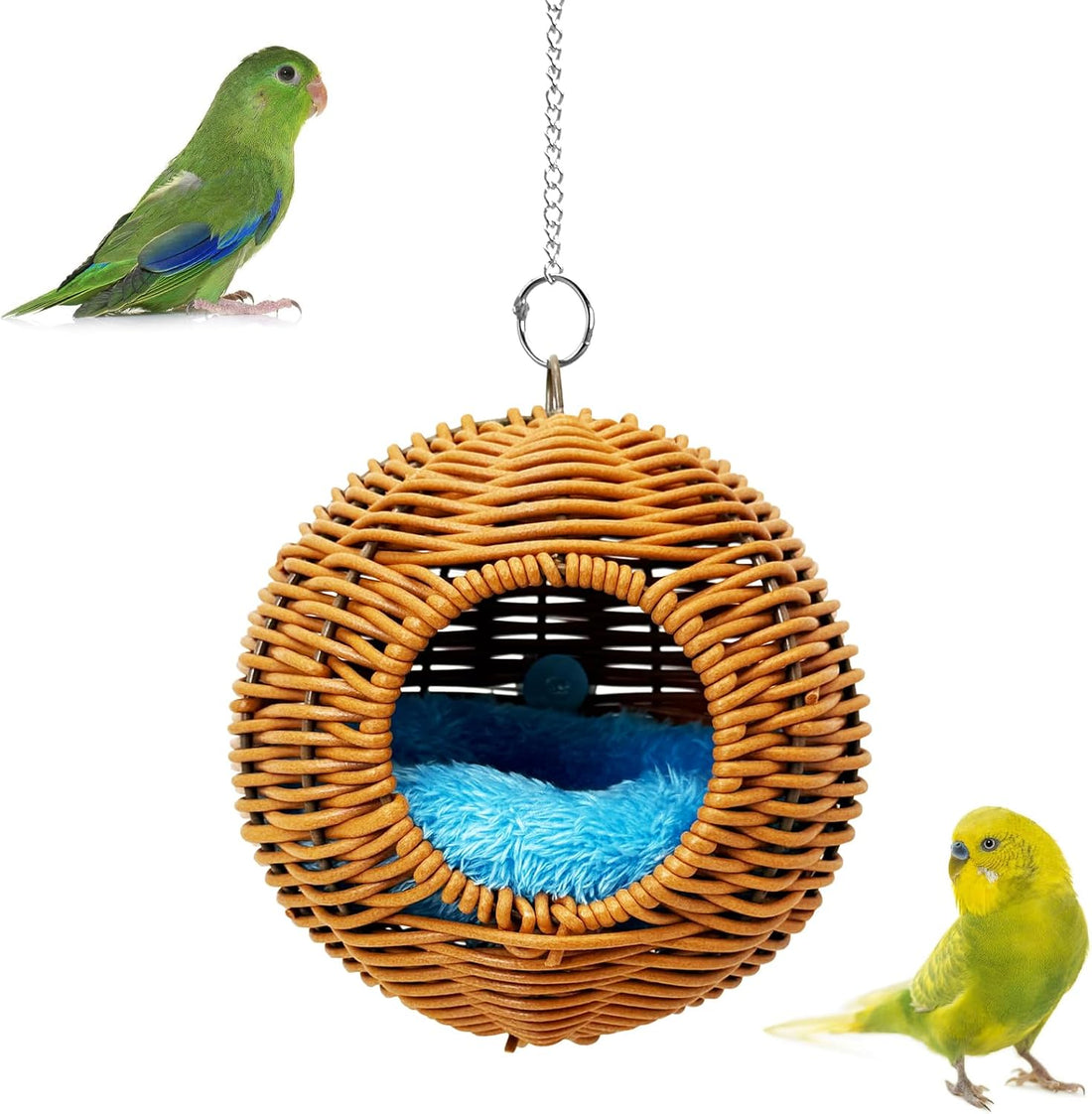 BNOSDM Bird Nest with Soft Pad Hanging Small Parrot Bed Set (Blue)