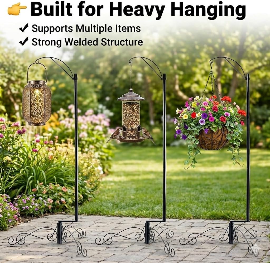 HOHIYA Heavy Duty Shepherd Hook 61 Inch Bird Cage Stand Outdoor