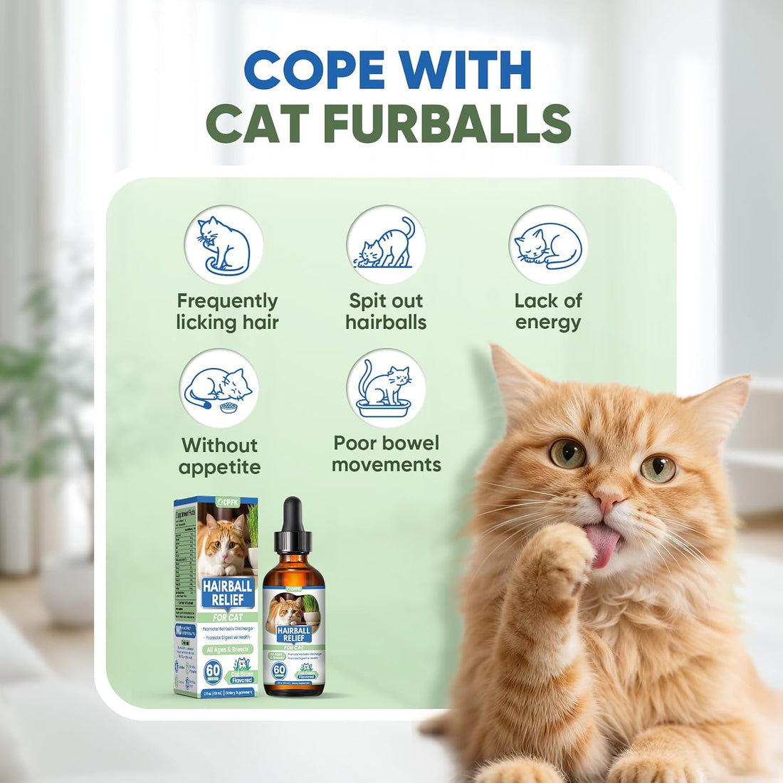Cat Hairball Remedy Drops, 60 ml 2 Pack Cat Hair Ball Treatment