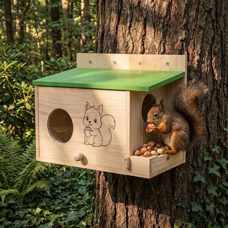 Large Squirrel Houses for Outside, Squirrels Nesting Box with Platform