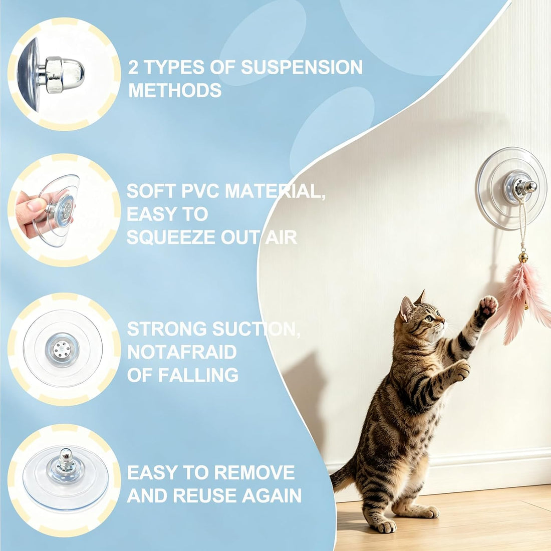 4 Pack Powerful Cat Window Perch Suction Cup with Screw and Nut,3.3
