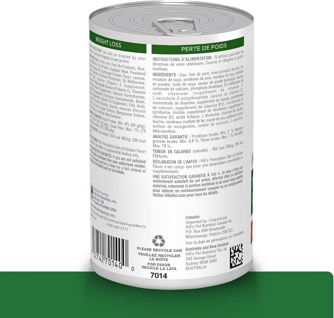 Hill's Prescription Diet r/d Weight Reduction Wet Dog Food, Chicken