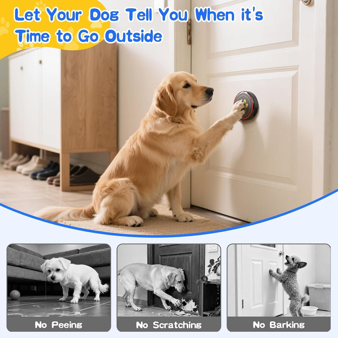 ChunHee Dog Bells for Door, Wireless Dog Doorbell for Potty Training
