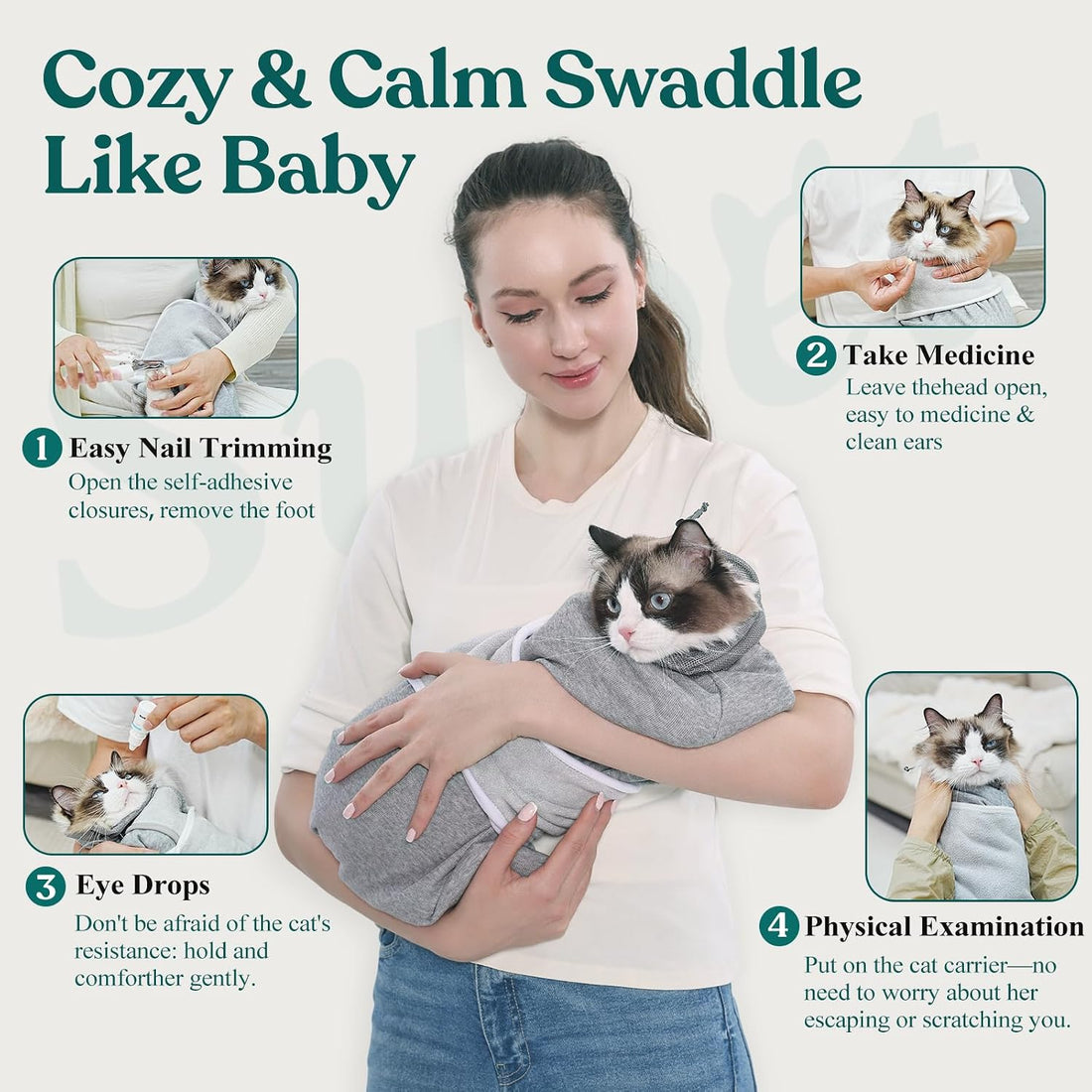 Supet Cat Grooming Wrap for Cutting Nails