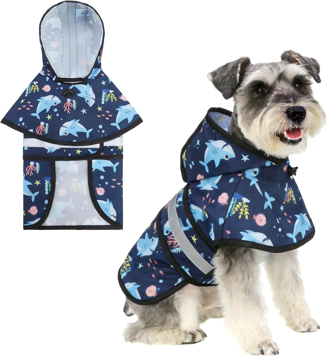 KOOLTAIL Dog Raincoat Hooded Slicker Poncho with Leash Hole