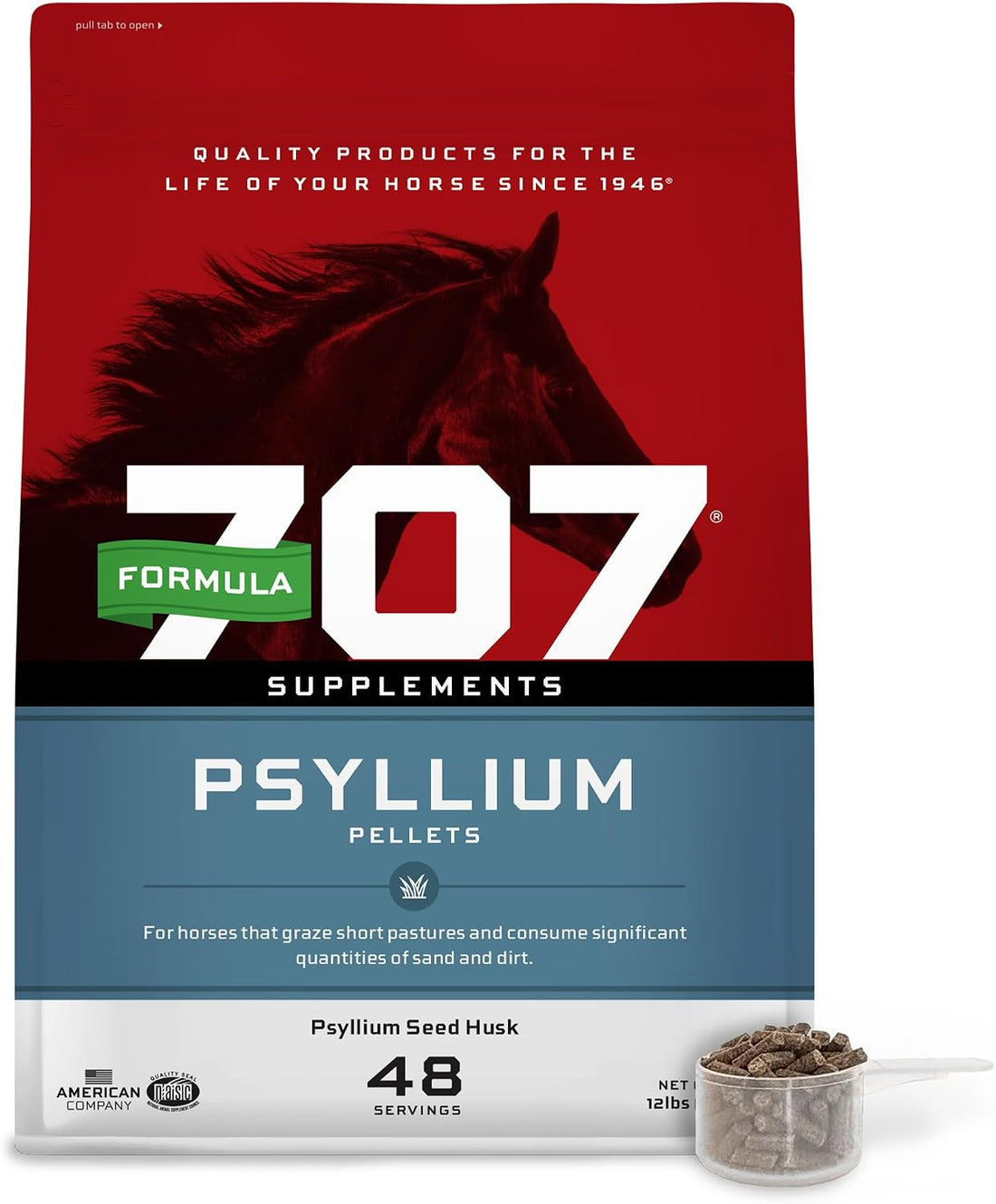 Formula 707 Psyllium Pellets for Horses, 3 lb, 12-Day Supply