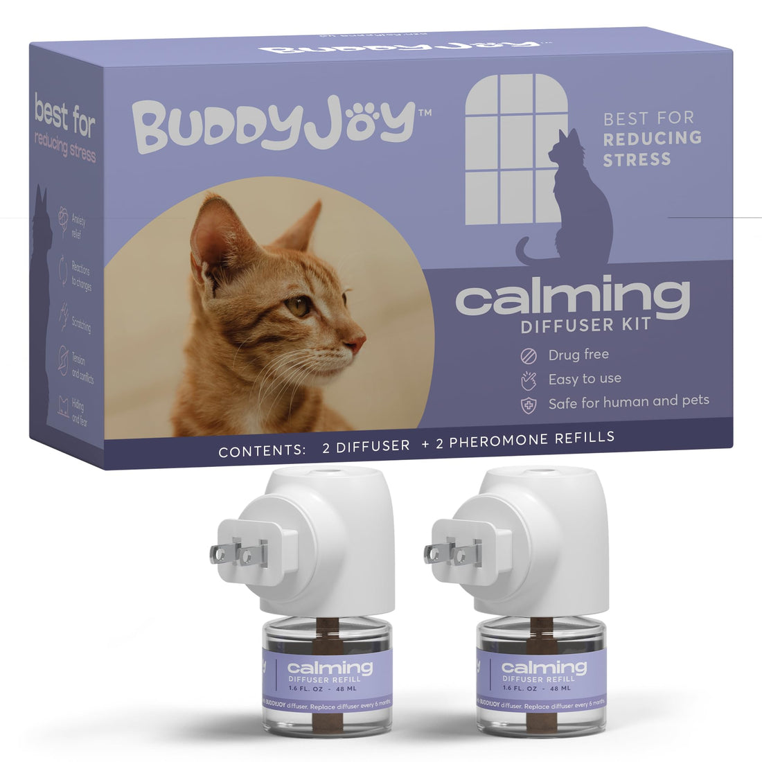 BUDDYJOY Cat Calming Diffuser Refills – Long-Lasting 30-Day Formula