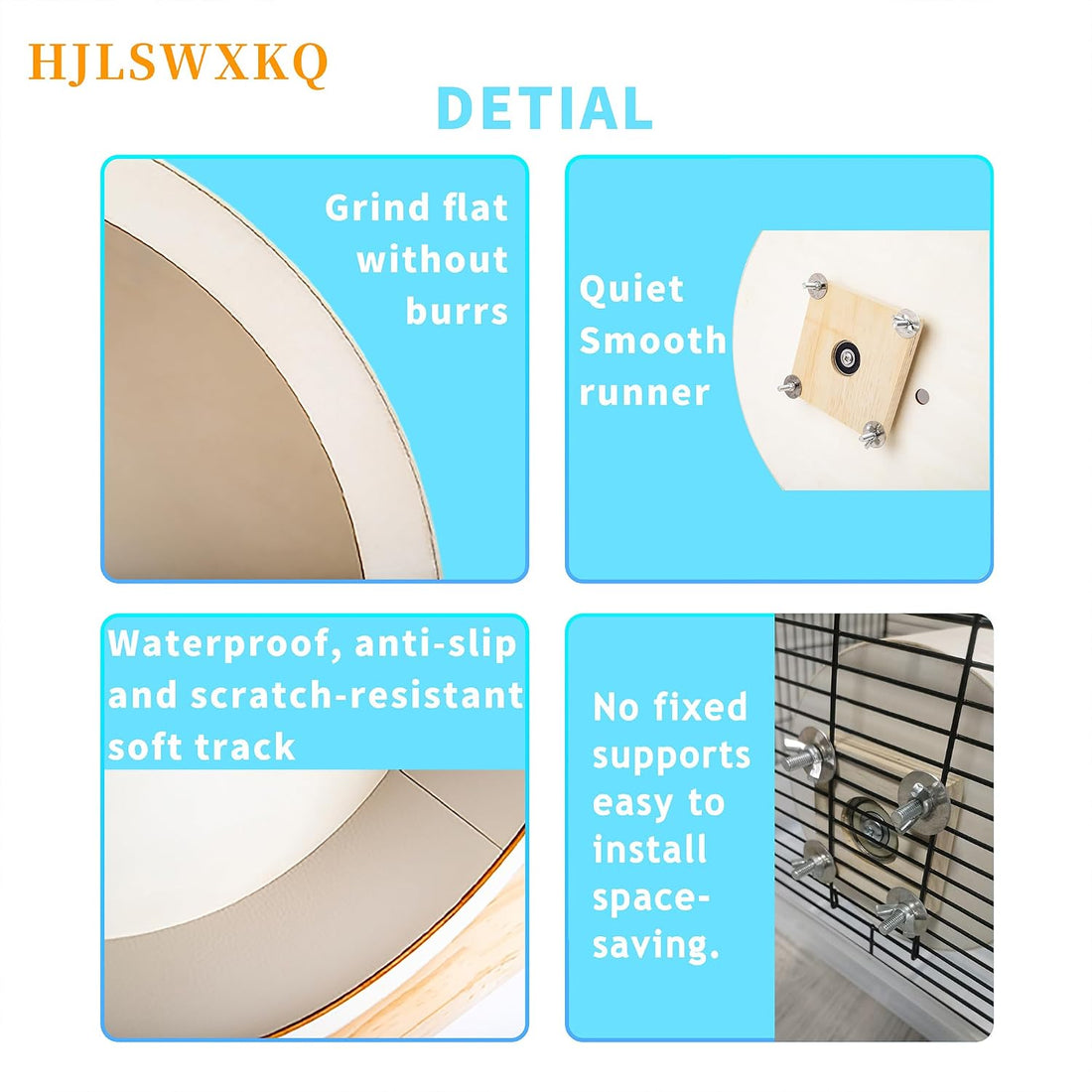 12 inch Wall Mount Wooden Hamster Wheel,Removable Washable Track
