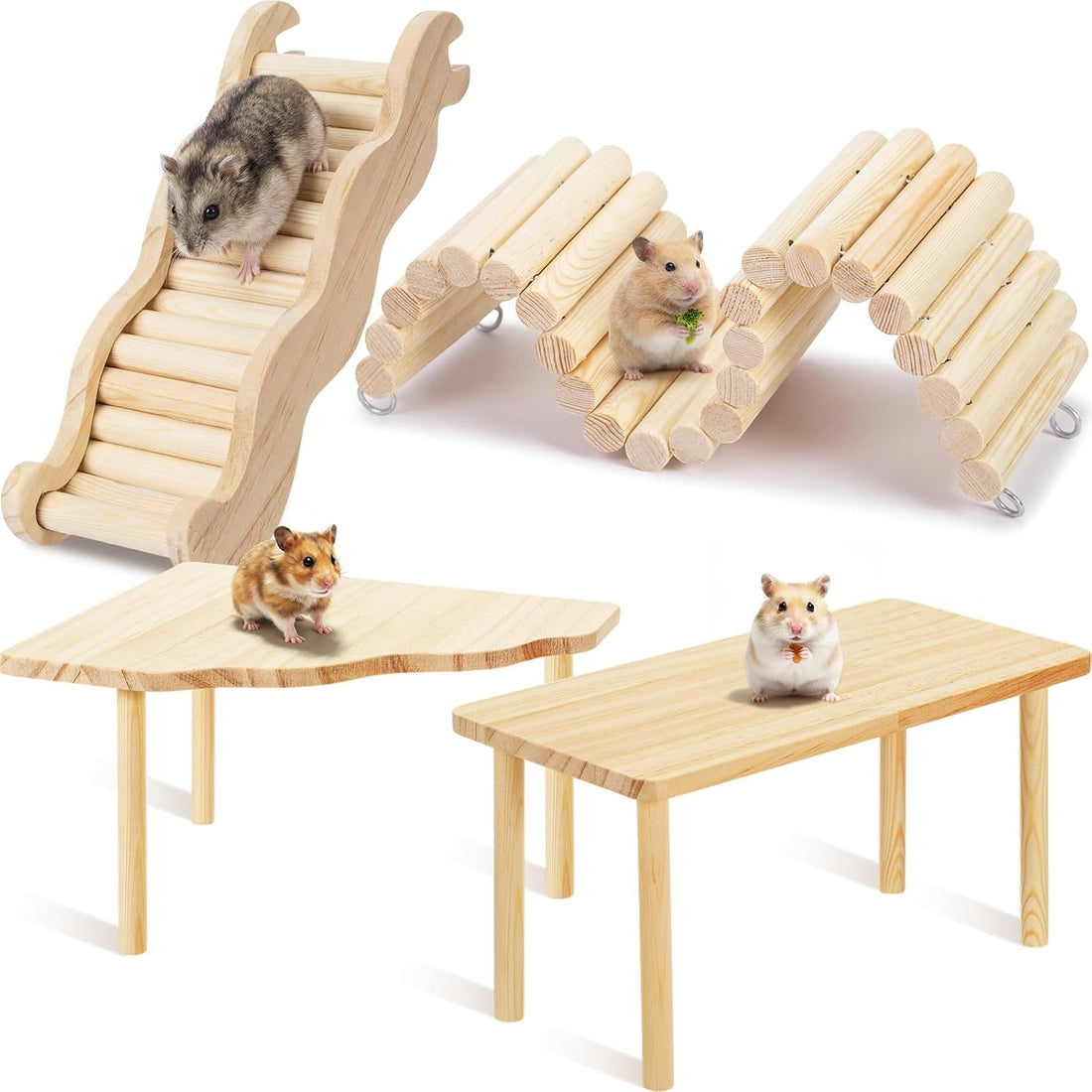 Breezehug 4 Pcs Hamster Cage Accessories Hamster Platform Toy, Hole