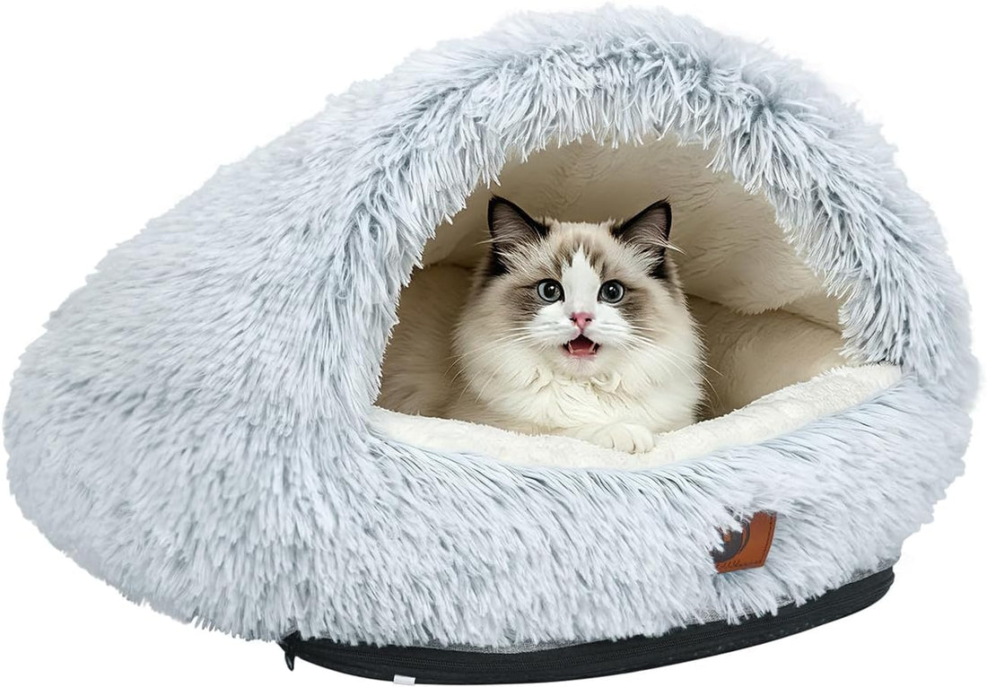 YooxArmor Round Covered Cat Bed Cave Dog Bed for Small Medium