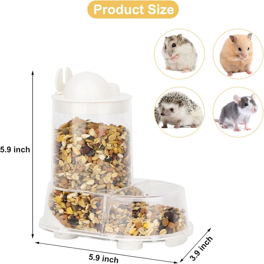 Wontee Hamster Feeder Food Bowl Automatic Dispenser for Gerbils Rats
