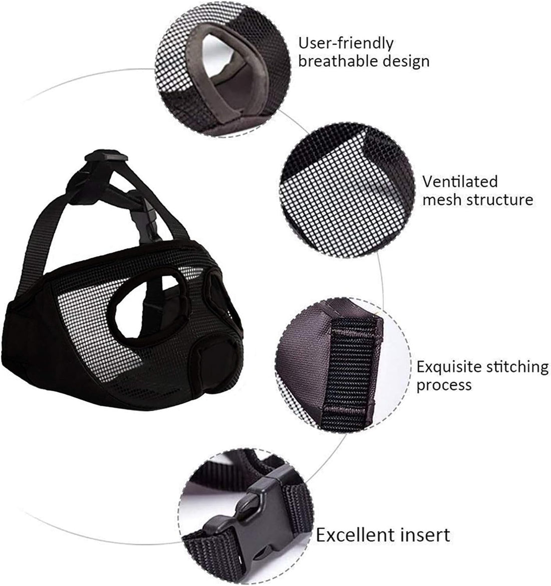 Short Snout Dog Muzzle- Adjustable Breathable Mesh Bulldog Muzzle