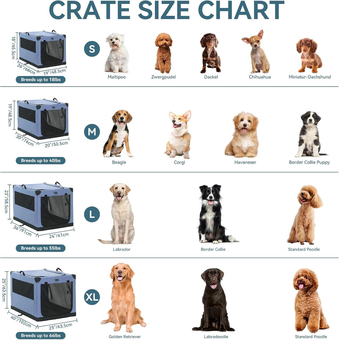 PETSFIT 30" Soft Portable Dog Crate – Patented Spiral Sturdy Frame