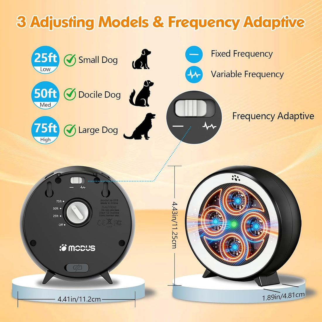 Dog Barking Deterrent with Remote, Rechargeable, 6 Modes, 200ft Range