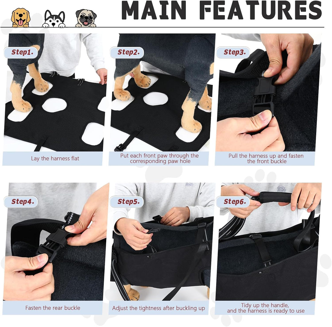 Dog Lift Harness with Pocket Full Body Adjustable Handle Sling,XL