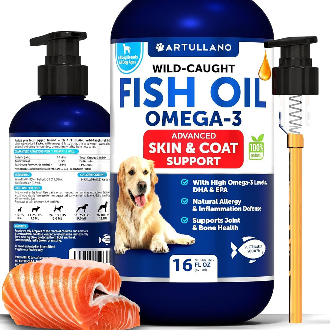 Fish Oil for Dogs - 16 OZ - Salmon Oil for Dogs - Liquid Omega 3