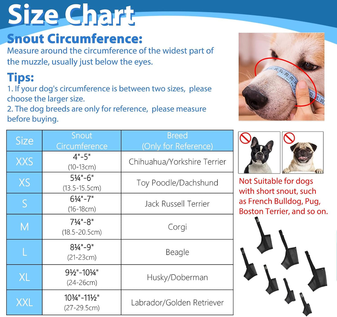LUCKYPAW Dog Muzzle Suits for Small Medium Large Dogs