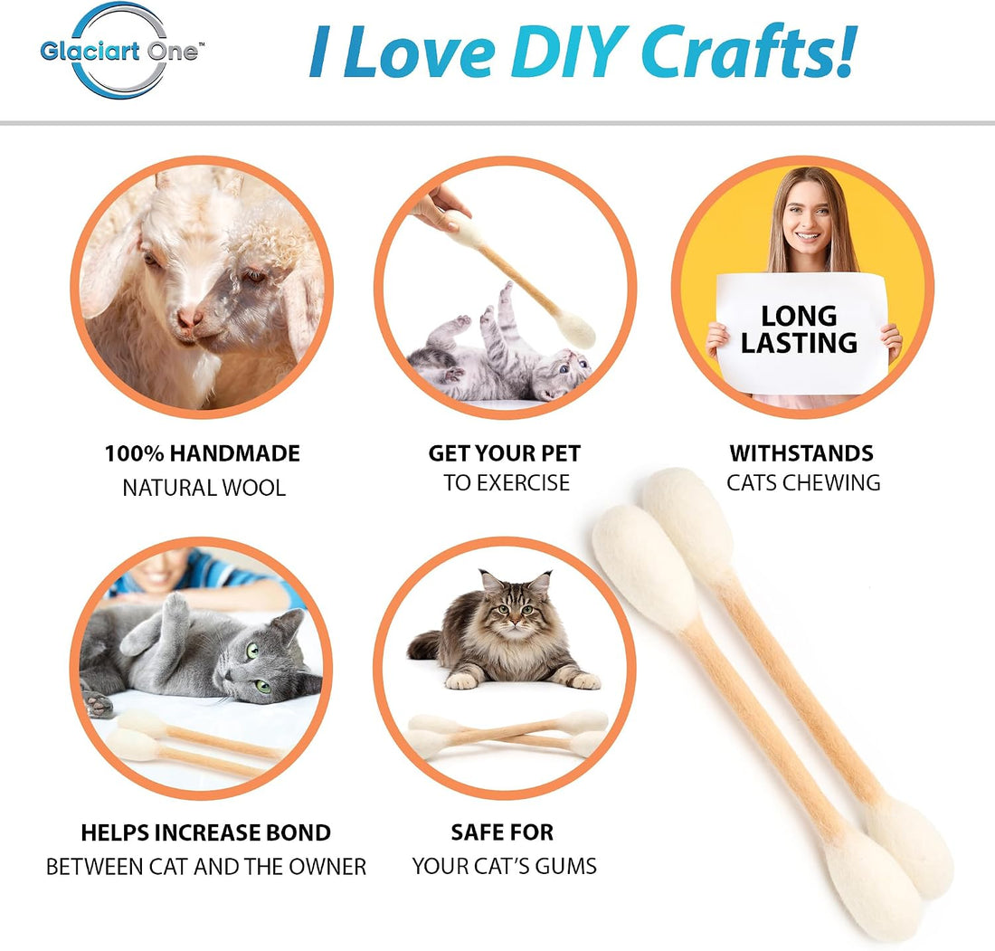 Glaciart One XXL Swabs Cat Toys with Catnip - 2 Pk | Durable for Chew
