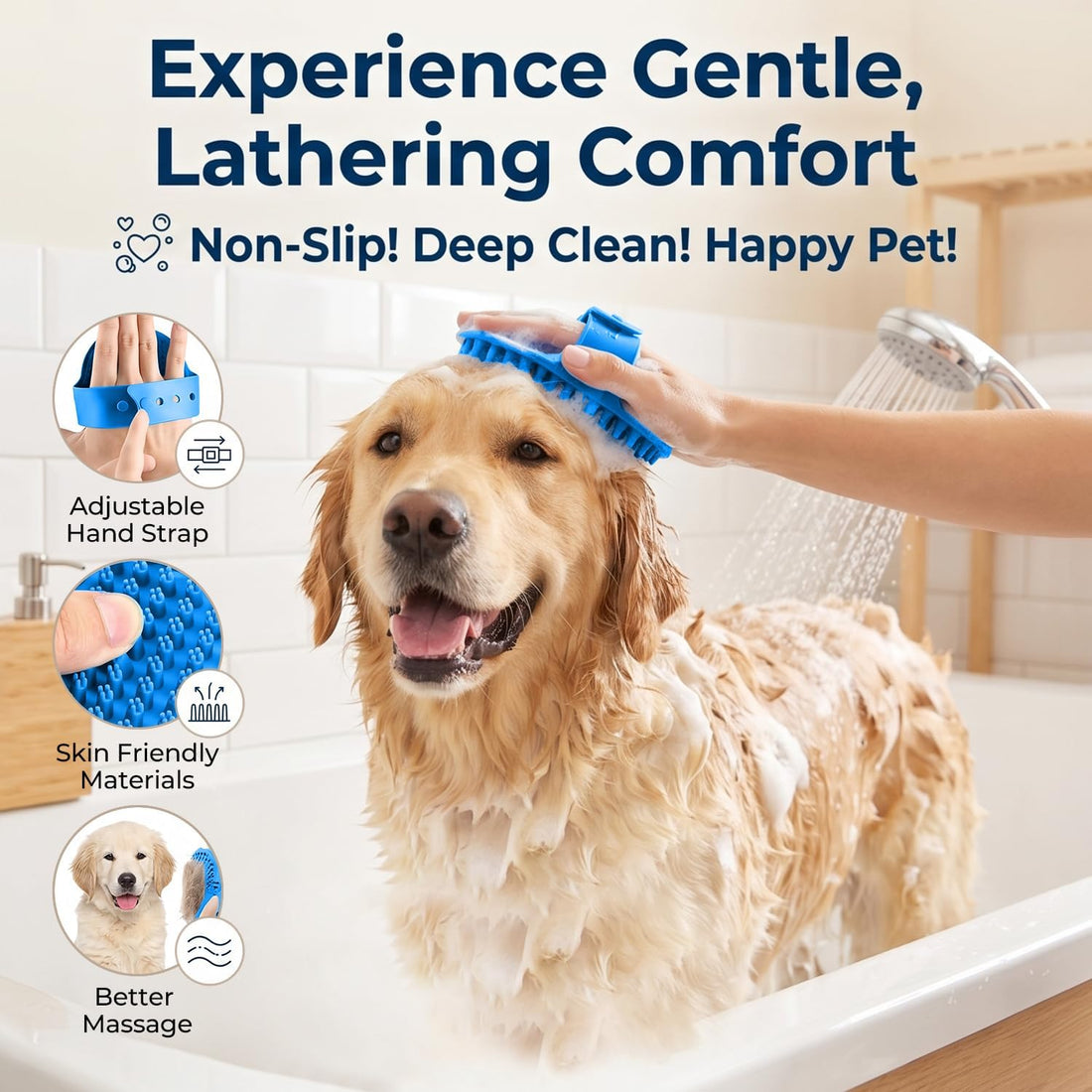 3-in-1 Pet Grooming Kit Rake Metal Comb & Bath Brush