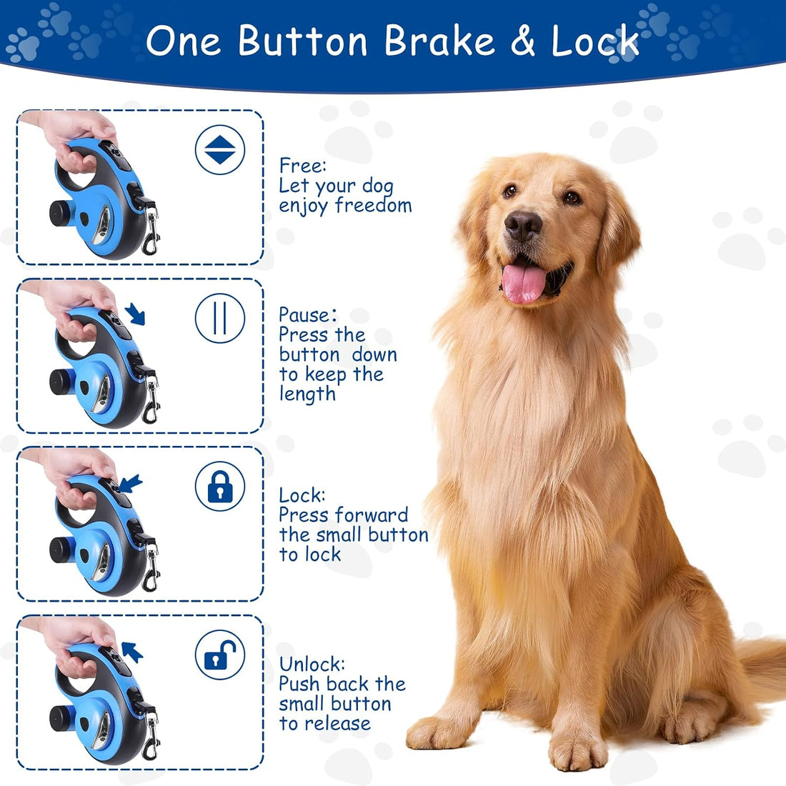 26Ft Retractable Dog Leash - for Dog Up to 110lbs