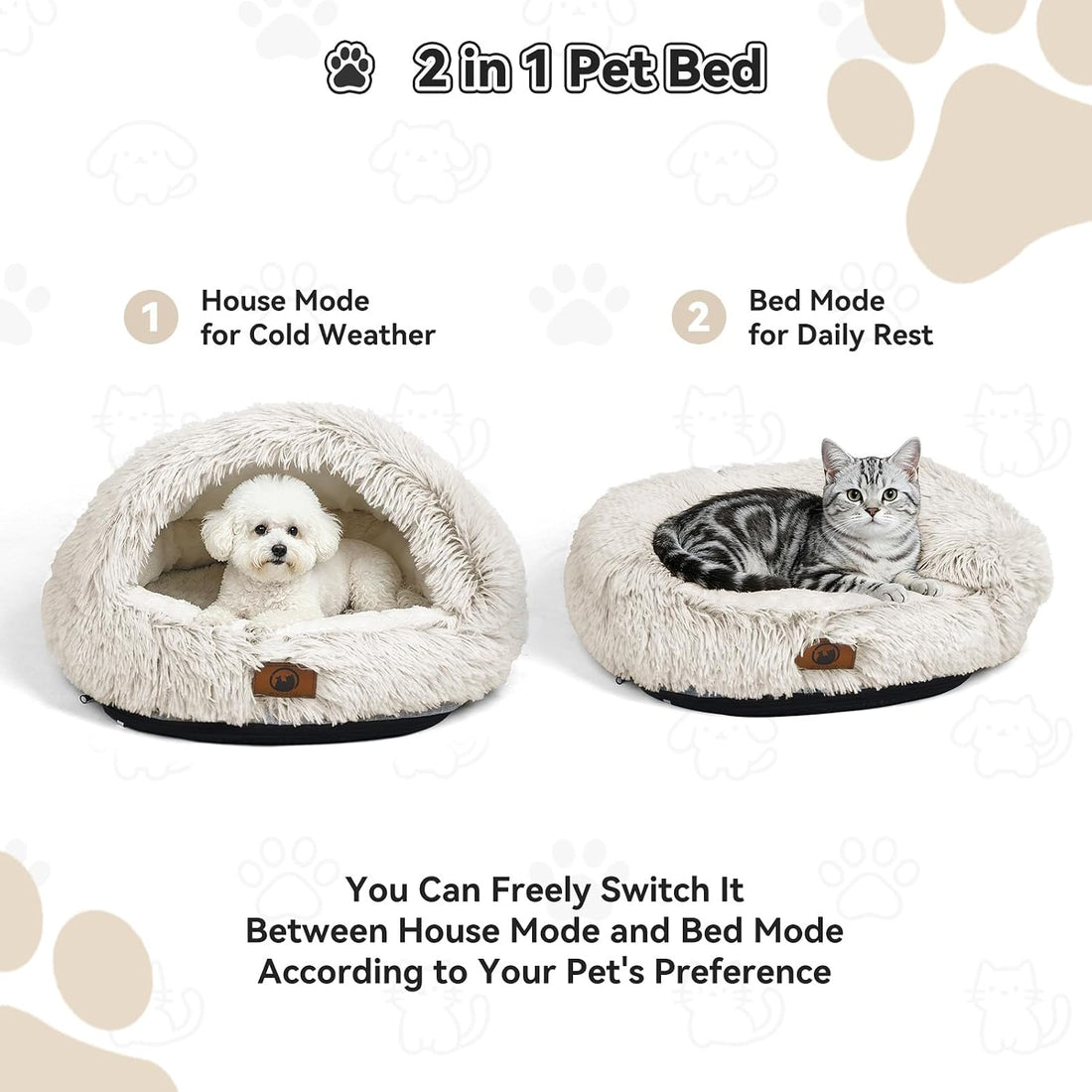 YooxArmor Round Covered Cat Bed Cave Dog Bed for Small Medium